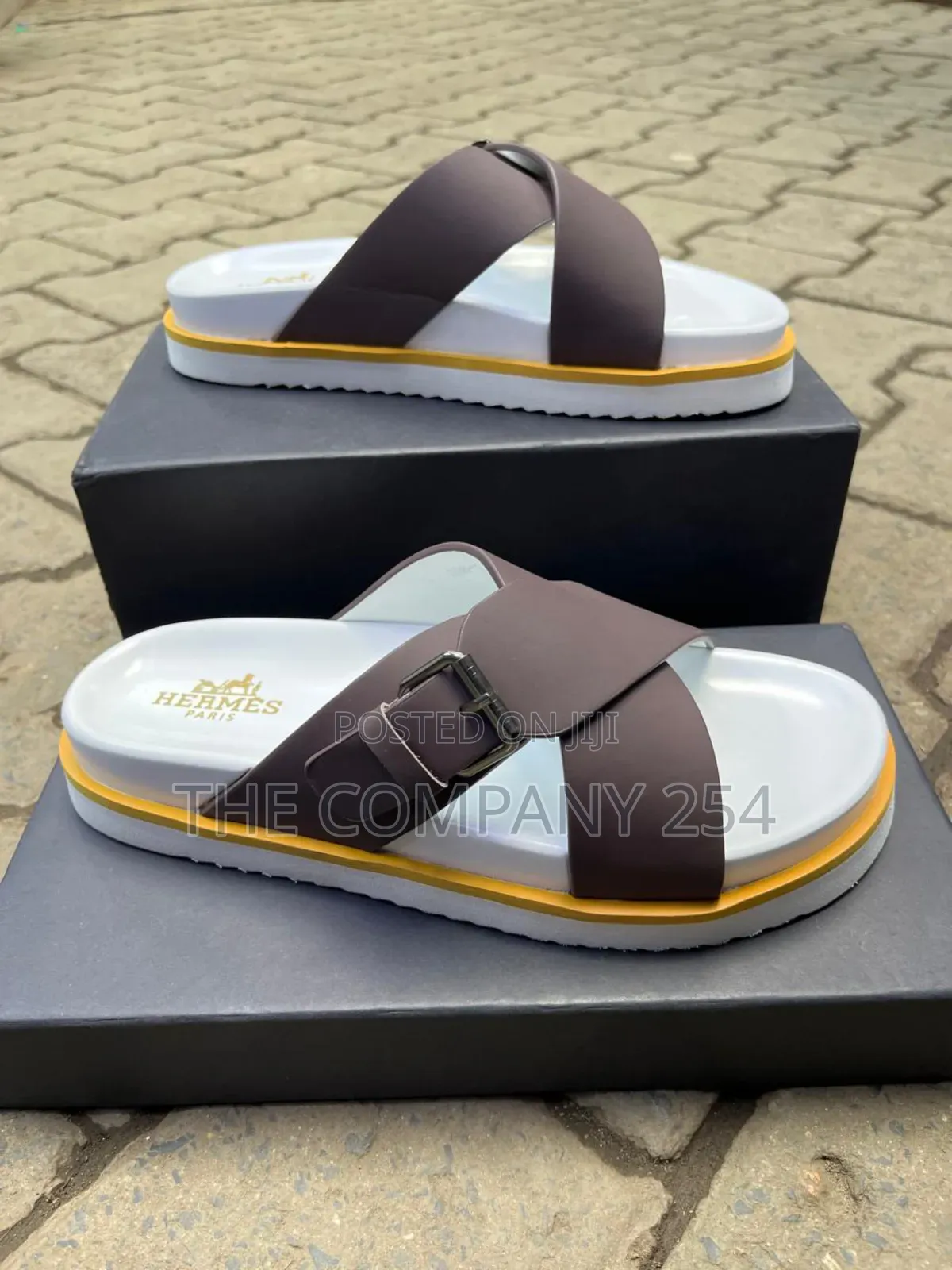 Quality Casual Leather Designer Men Open Slide Shoes