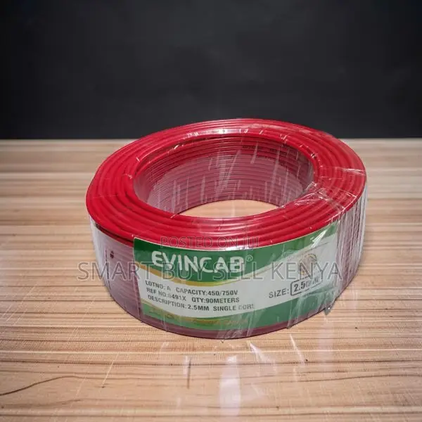 Evin Heavy Duty Red 2.5mm Single Core Solid Wire Electrical Cable