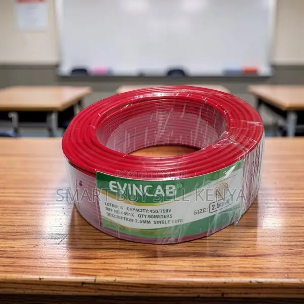 Evin Shock Proof Red 2.5mm Single Core Solid Copper Cable
