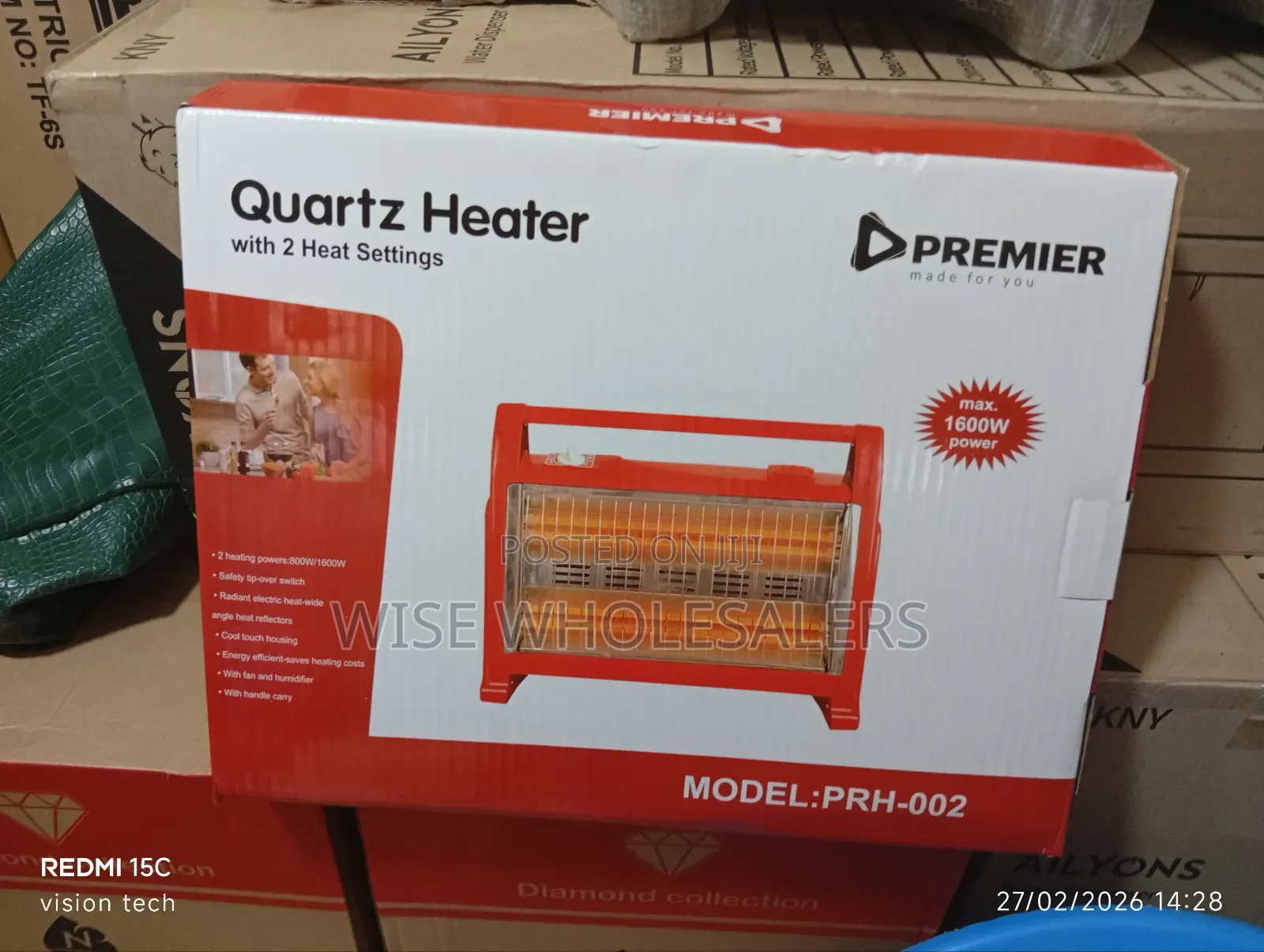 Premier PRH-002 Quartz Room Heater With 2 Heat Settings.√^ 