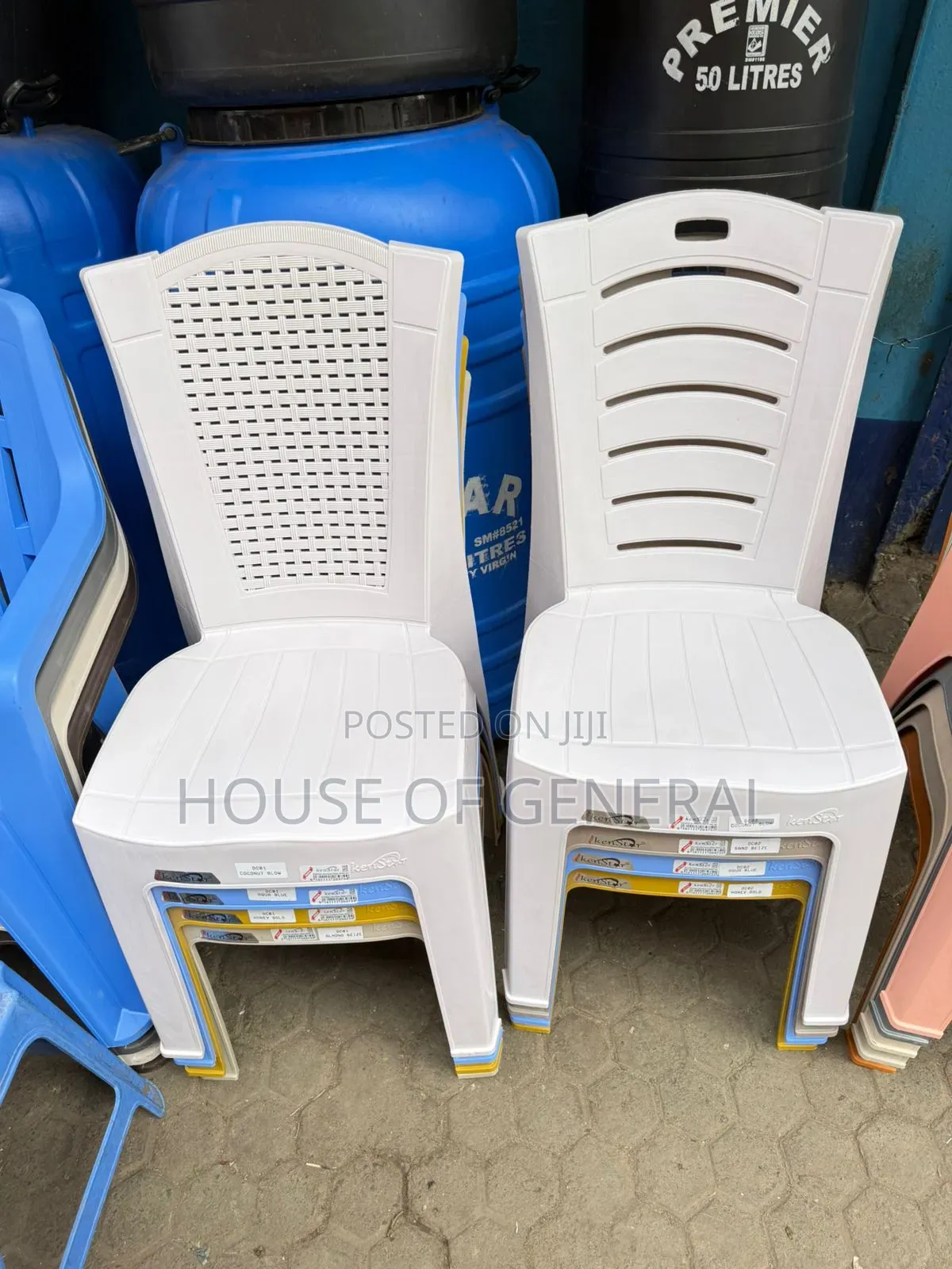 White Armless Kenstar Plastic Chairs. Durable Plastic Chairs