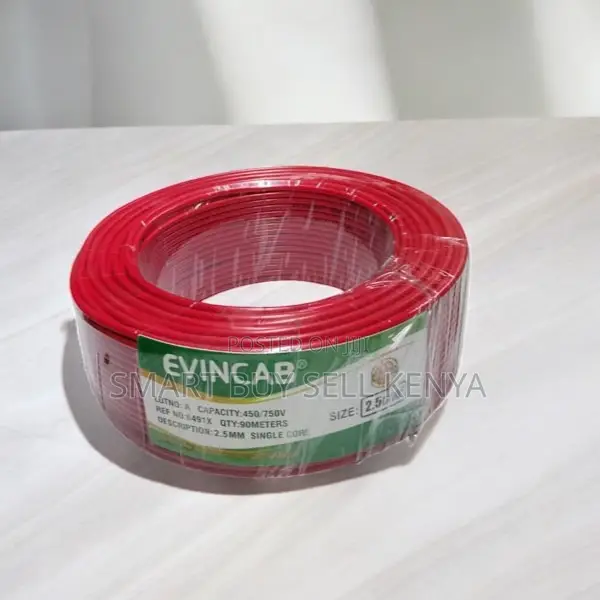 Evin Thick PVC Red 2.5mm Single Core Solid Wiring Electrical Cable