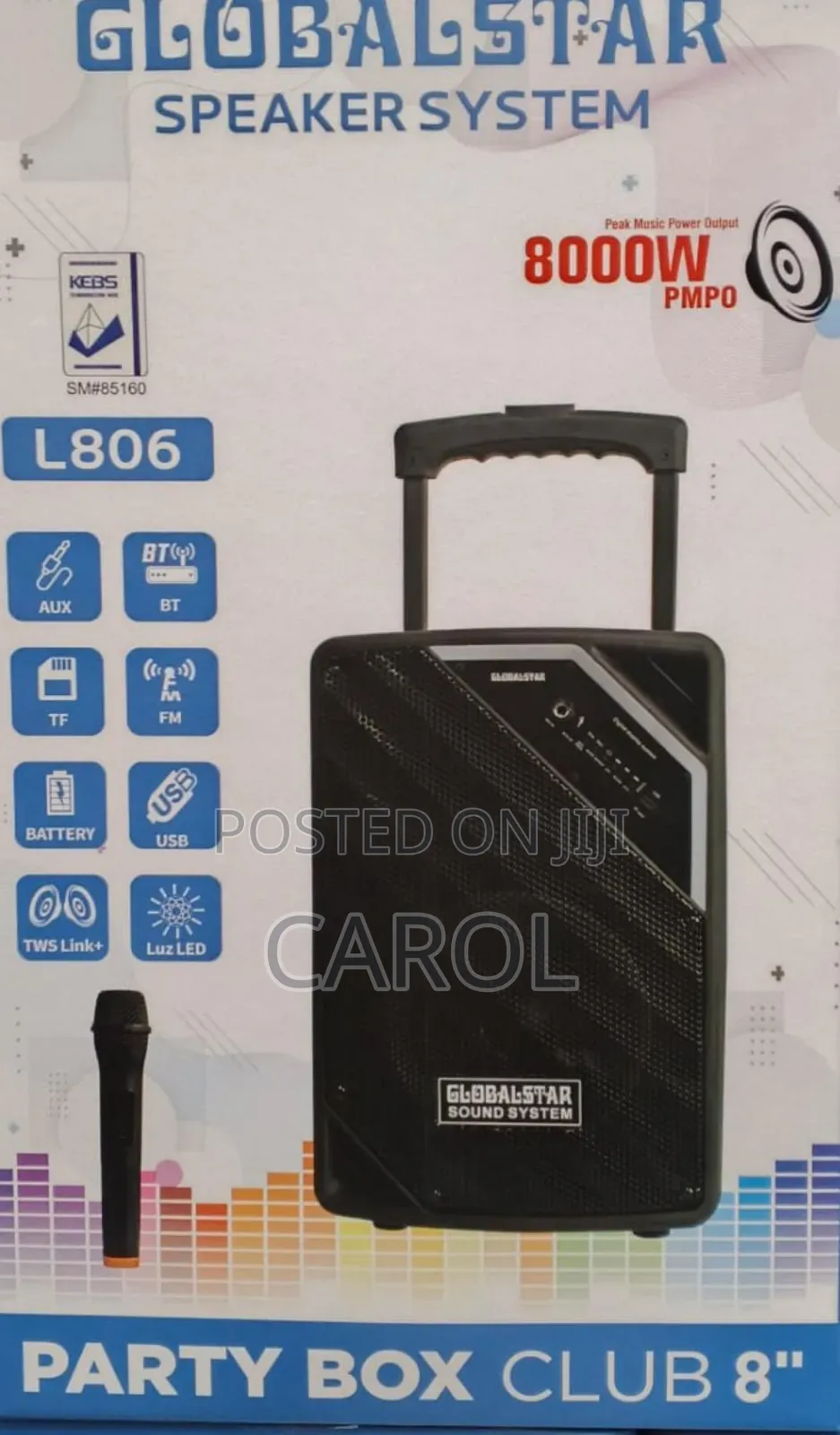 Globalstar Portable Club 12 Inches Trolley Portable Speaker