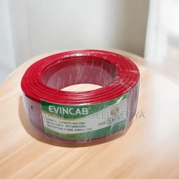 Evin Flexible PVC Red 2.5mm Single Core Solid Wiring Electrical Cable