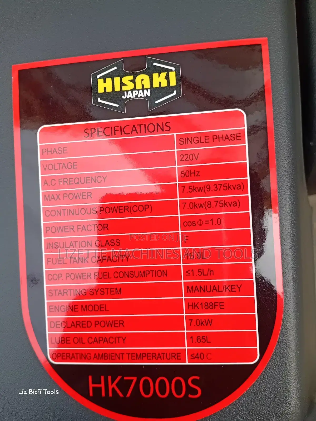 Hisaki 9.3kva Diesel Generator Single Phase- Keystart