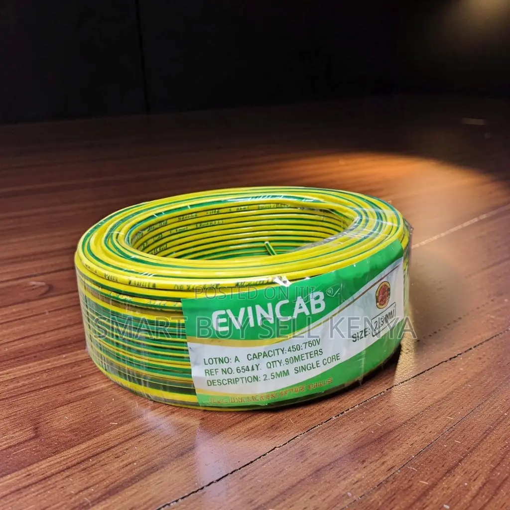 Evin Durable Yellow Green 2.5mm Single Core Solid Indoor Wiring Cable