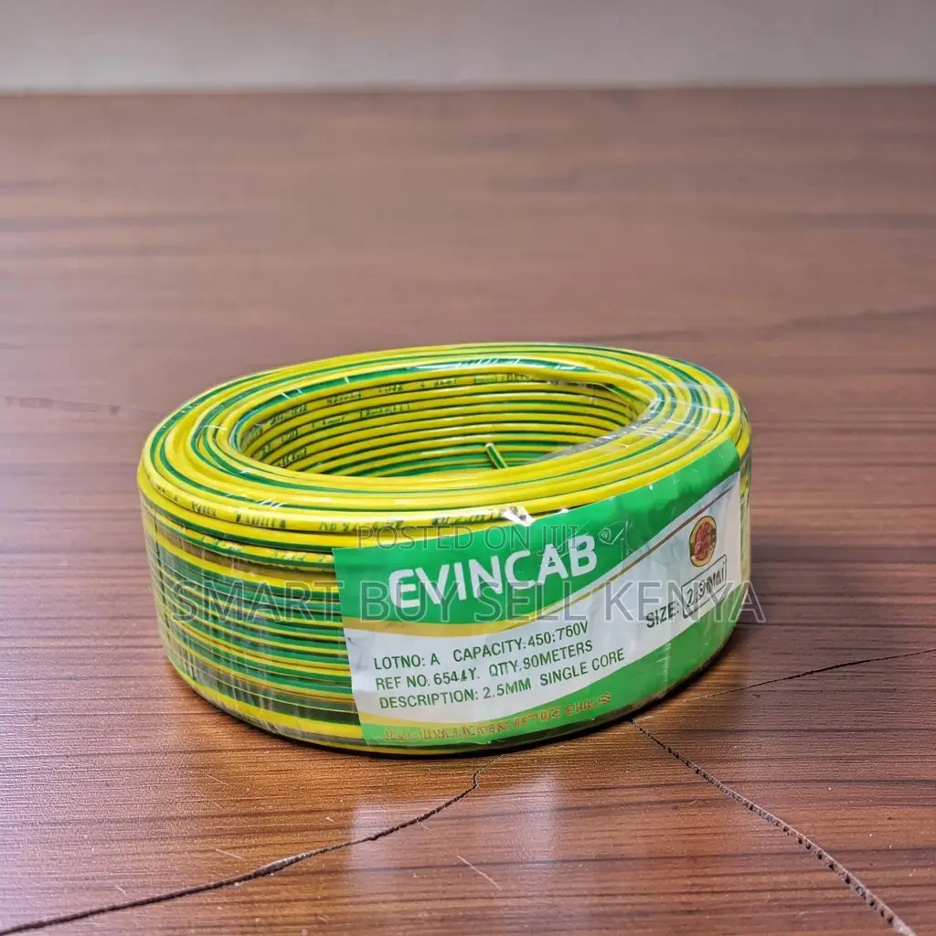 Evin High Quality Yellow Green 2.5mm Single Core Copper Wiring Cable