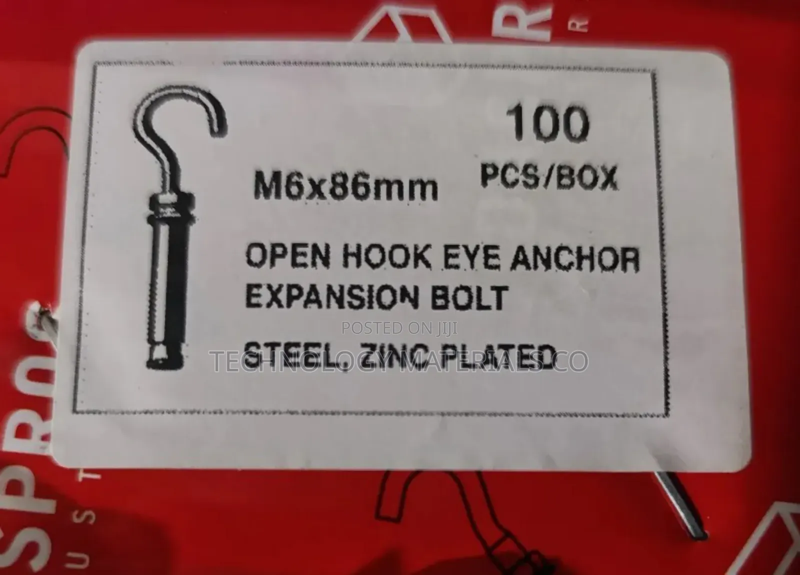 M6x86mm Open Hook Eye Anchor Expansion Bolt–Steel Zinc Plated(100pcs)