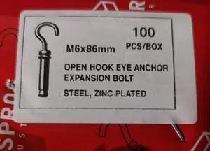 M6x86mm Open Hook Eye Anchor Expansion Bolt–Steel Zinc Plated(100pcs)