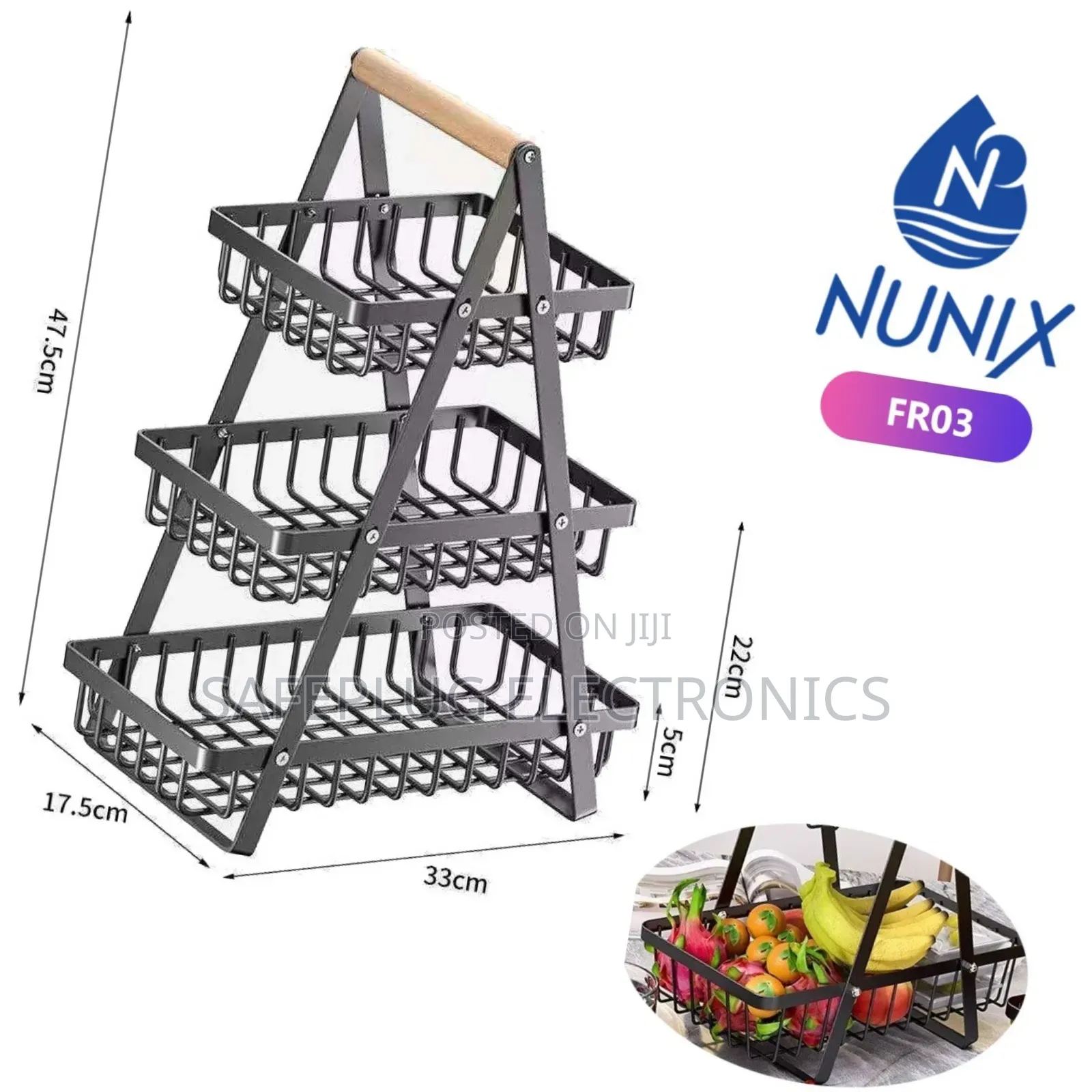 Nunix 3-Tier Steel Fruit Rack | Heavy
