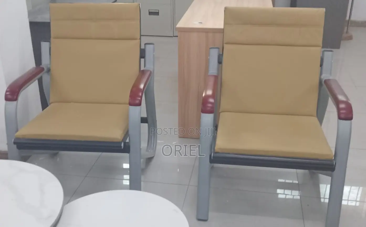 Office Sofa; High-Back 5-Seater Brown Office Lounge Couch