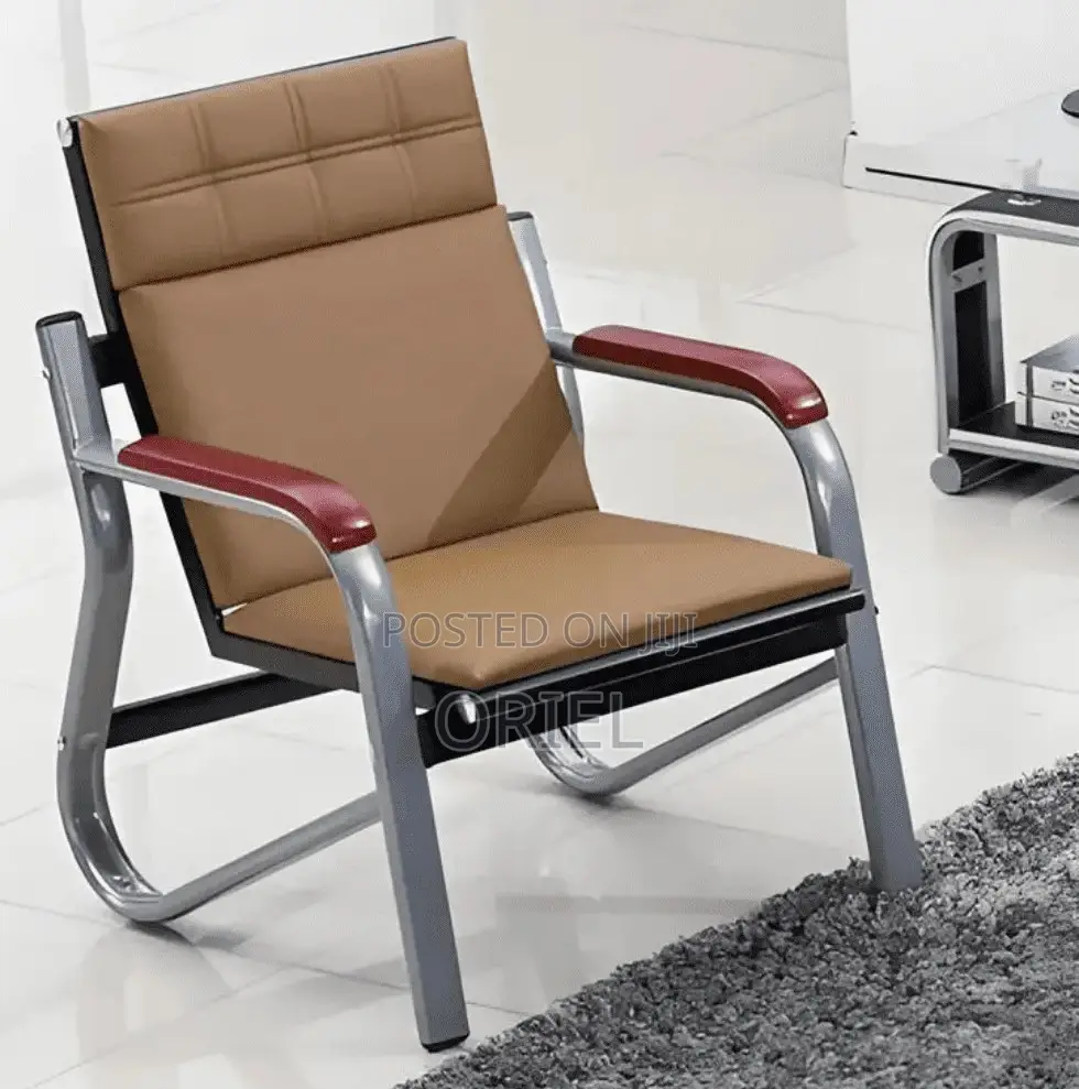 Office Sofa; High-Back 5-Seater Brown Office Lounge Couch
