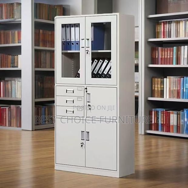 Office Cabinet : White Metallic Office Cabinet With Built-in Safe - thumbnail 2
