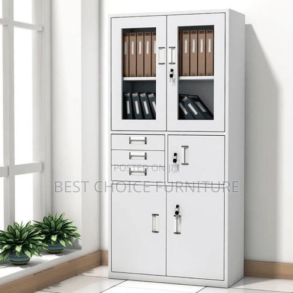 Office Cabinet : White Metallic Office Cabinet With Built-in Safe - thumbnail 3