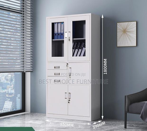 Office Cabinet : White Metallic Office Cabinet With Built-in Safe - thumbnail 4