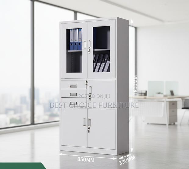 Office Cabinet : White Metallic Office Cabinet With Built-in Safe - thumbnail 5