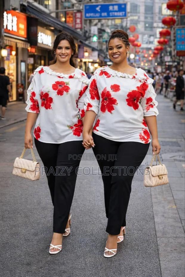 Quality Sunshine Floral Top N Plain Trouser 2pc Set - thumbnail 3