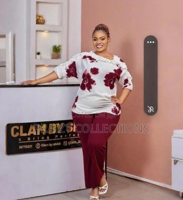 Quality Sunshine Floral Top N Plain Trouser 2pc Set - thumbnail 4