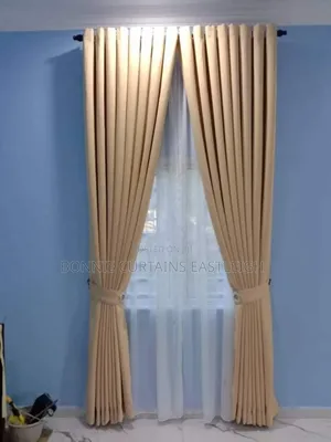Sky Blue Curtains and White Sheers for Living Rooms