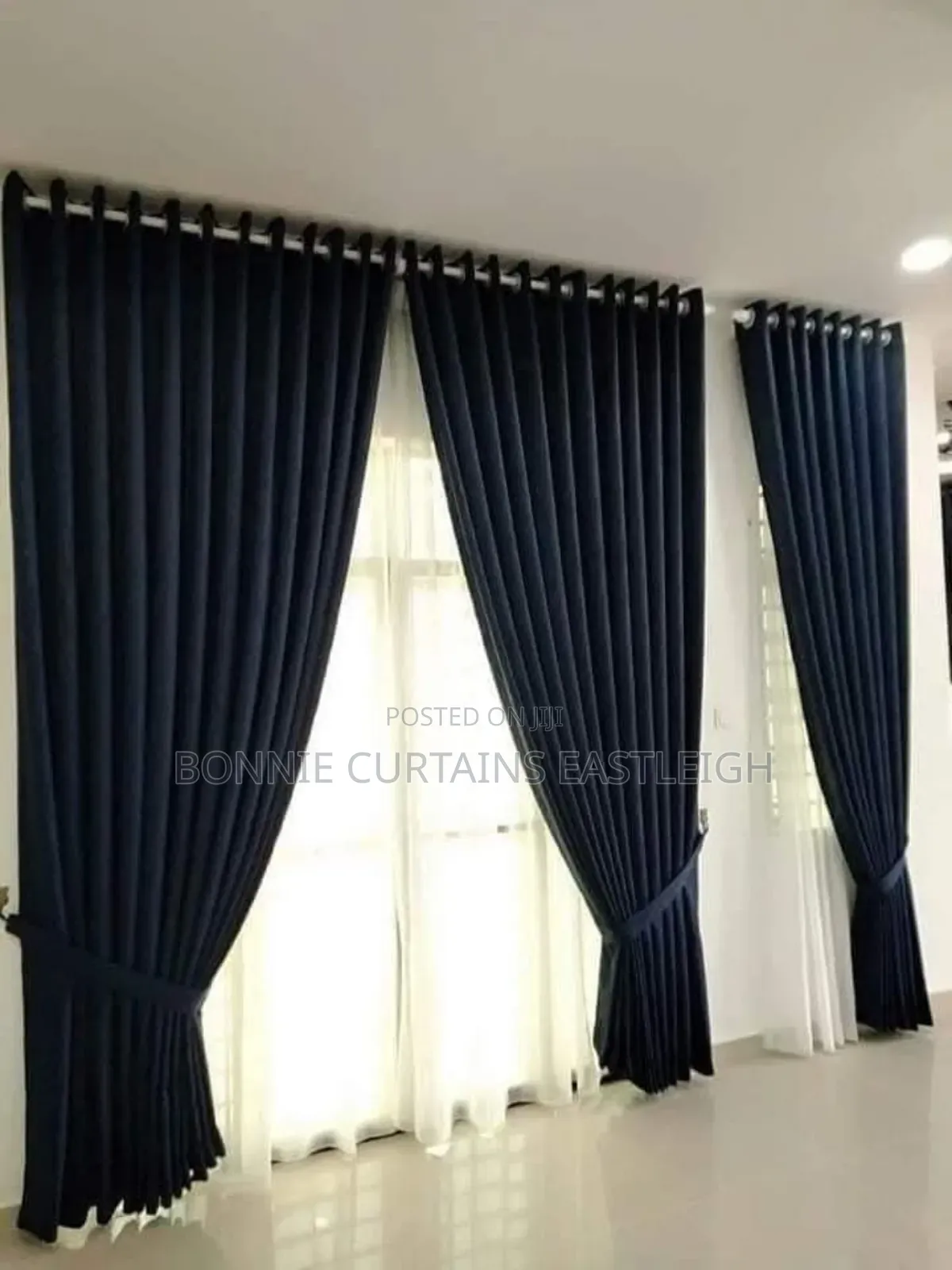 Sky Blue Curtains and White Sheers for Living Rooms