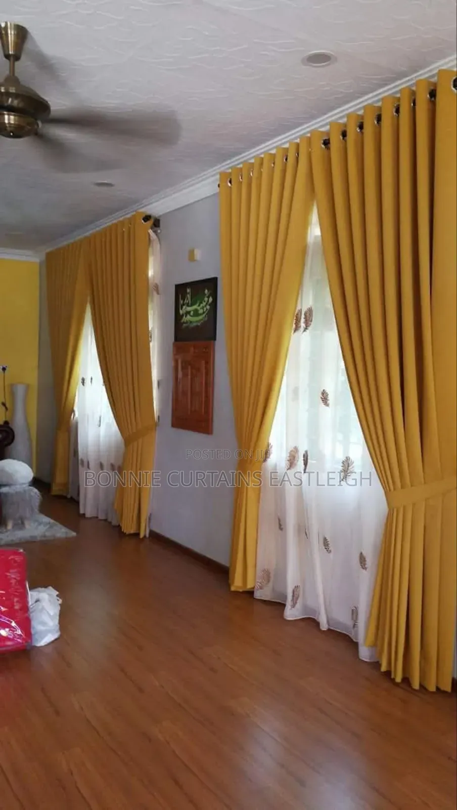 Yellow Mixed With Green Curtains for Office