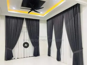 Cream Curtains and Blue for Living Rooms