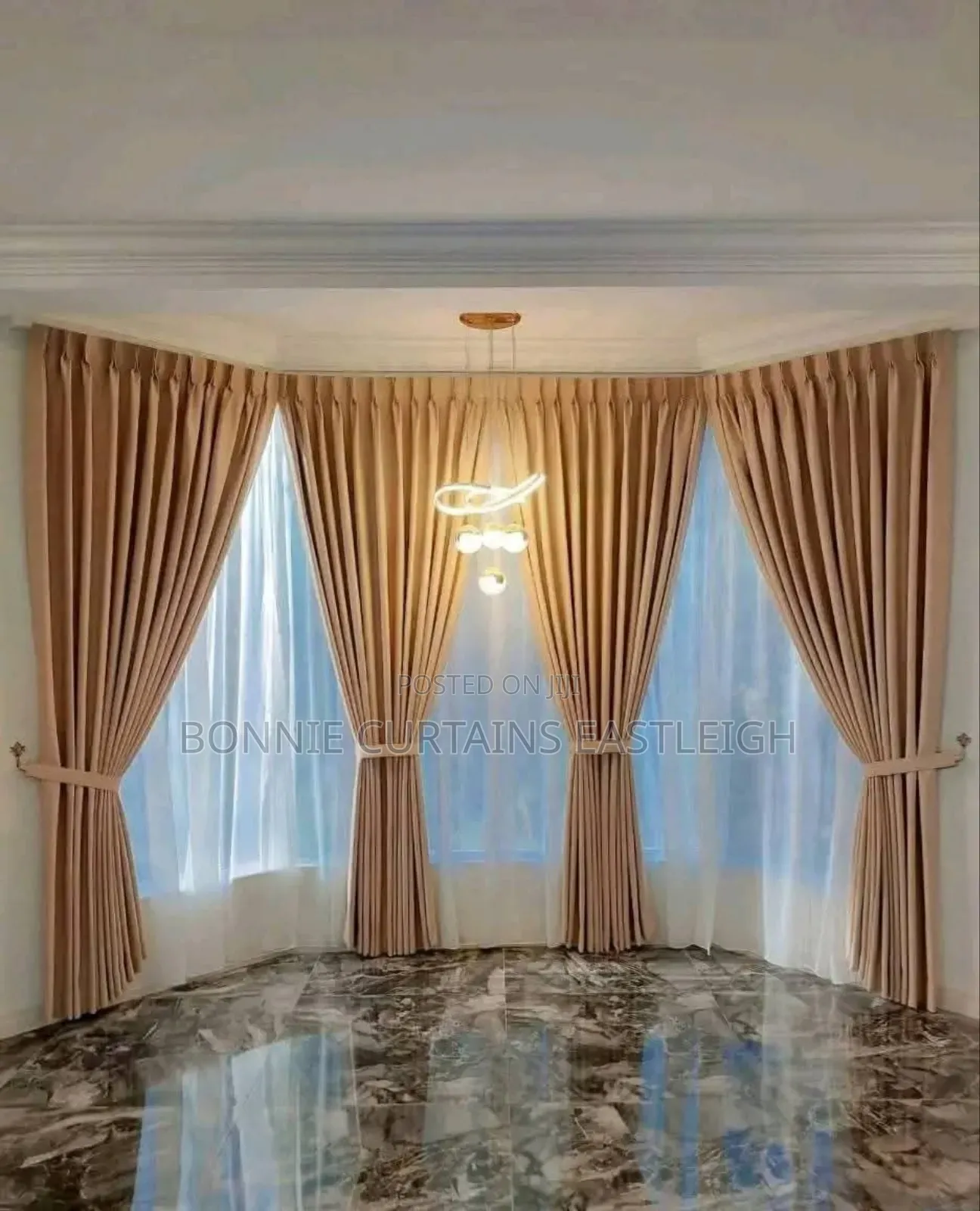 Gold Plain Curtains and White Sheers for Living Rooms