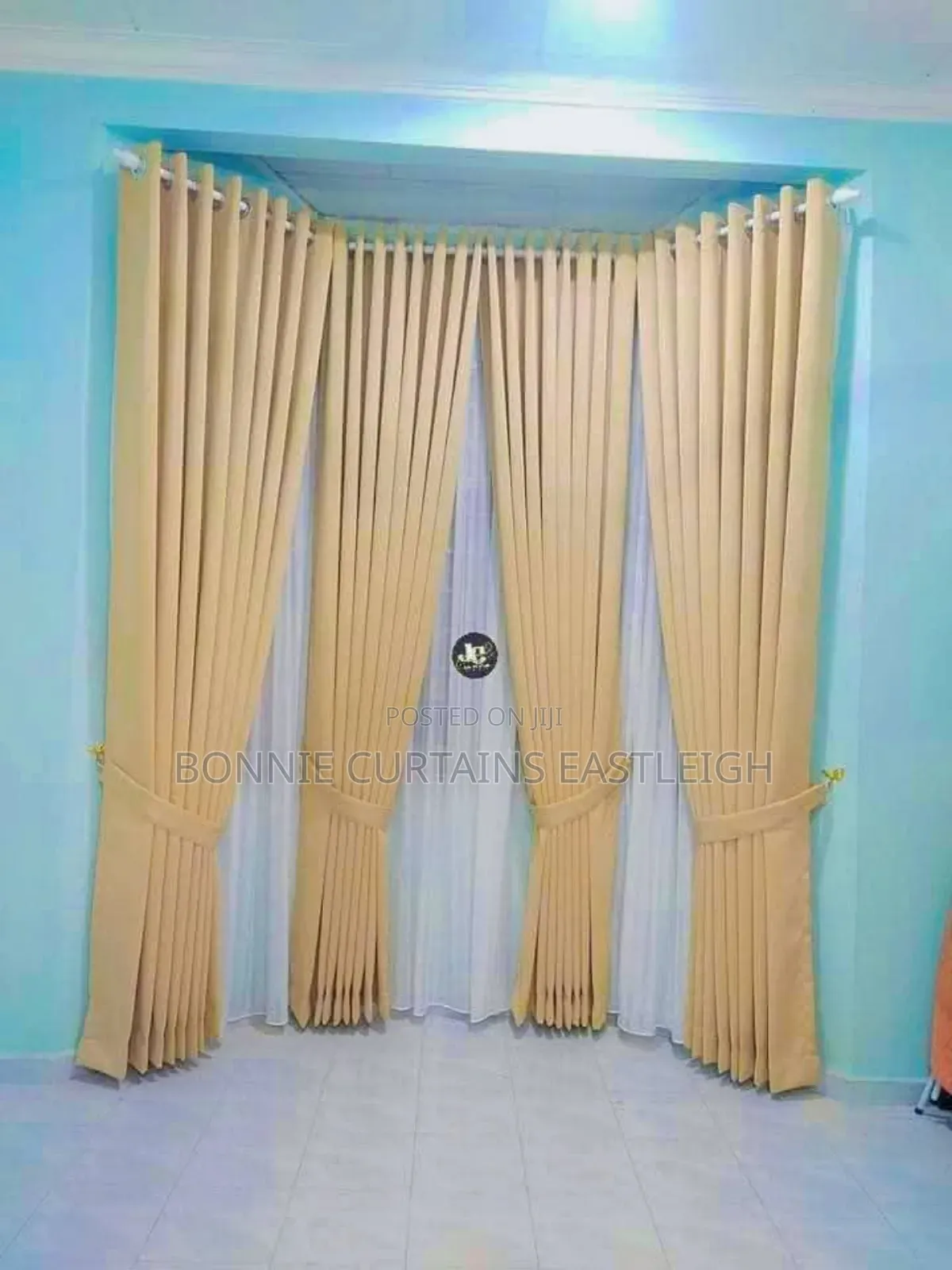 Gold Plain Curtains and White Sheers for Living Rooms