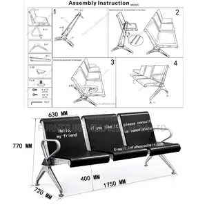 Waiting Bench; 3 Seater Heavy Duty Office Waiting Bench