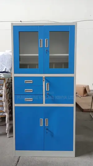 Office Cabinet; Blue Executive Storage Office Cabinet With Safe