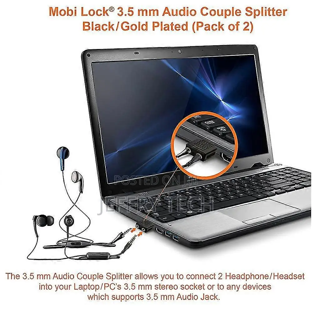 3.5mm Headphone Y Splitter (2-Pack) | 1 Male to 2 Female