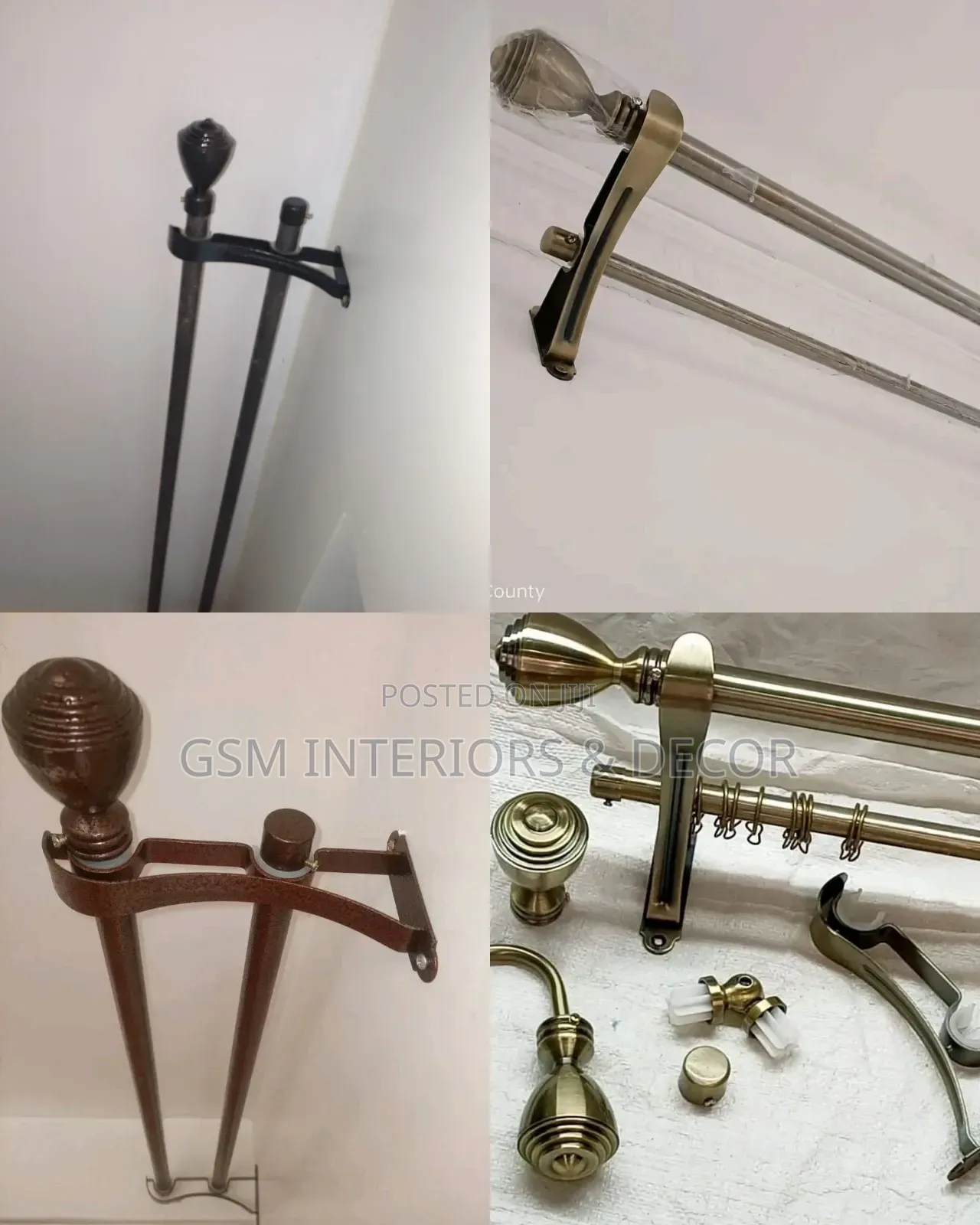 Jua Kali Curtain Rods Both Powder Coated and Smooth Lining
