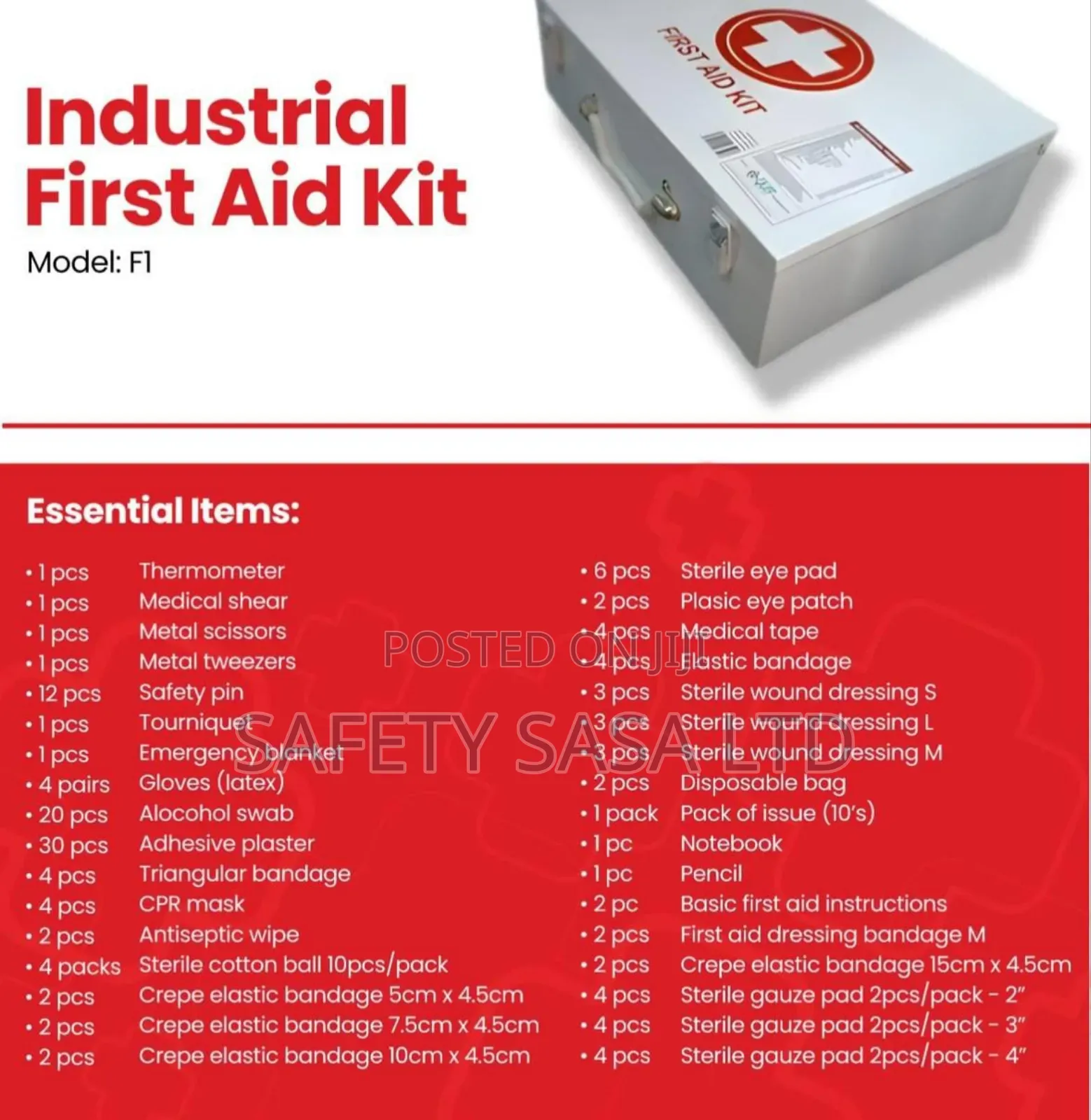 Industrial First Aid Kit Metallic  50 Persons With 34 Essential Items