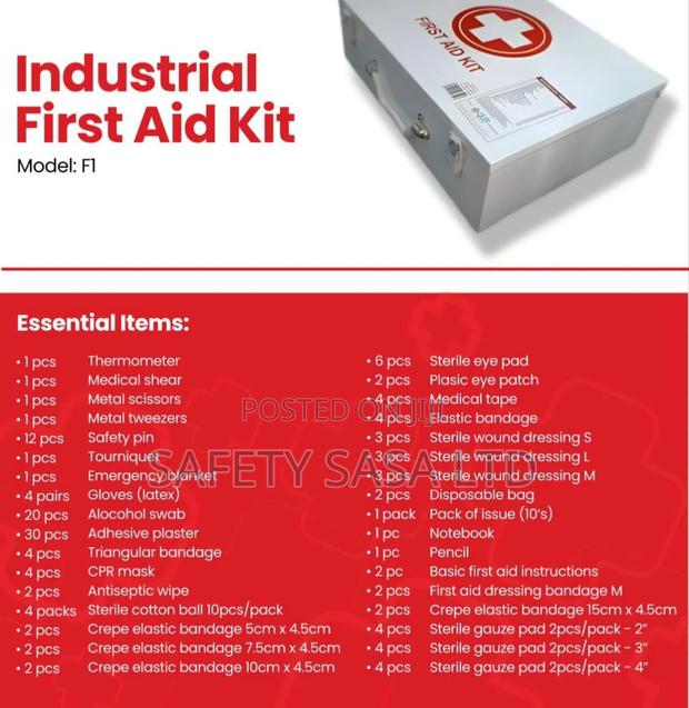 Industrial First Aid Kit Metallic  50 Persons With 34 Essential Items - main view