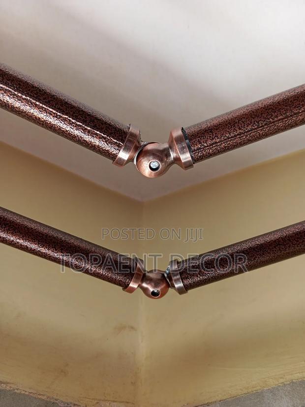 Brown Corner Windows Powder Coated Curtain Rods