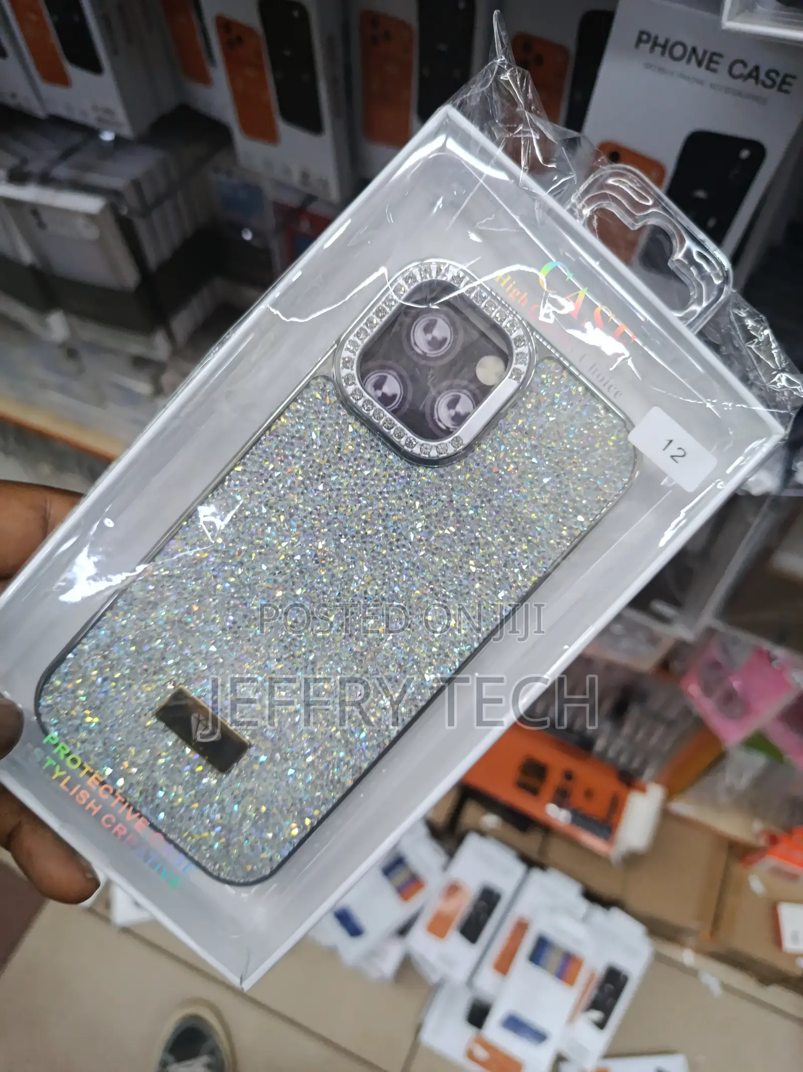 Stylish, Sparkly Rhinestone-Encrusted Phone Case for an iPhone 12