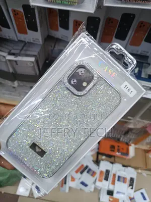 Sparkly, Crystal-Covered Protective Case for an iPhone 11.