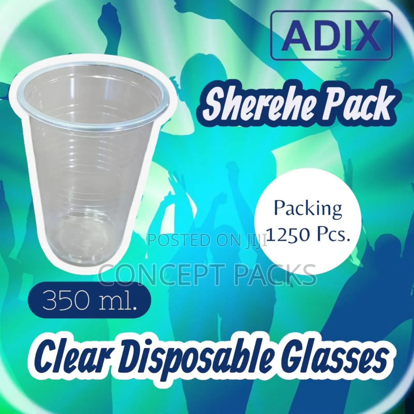 1250pcs - 350ml Adix Clear Disposable Plastic Glass