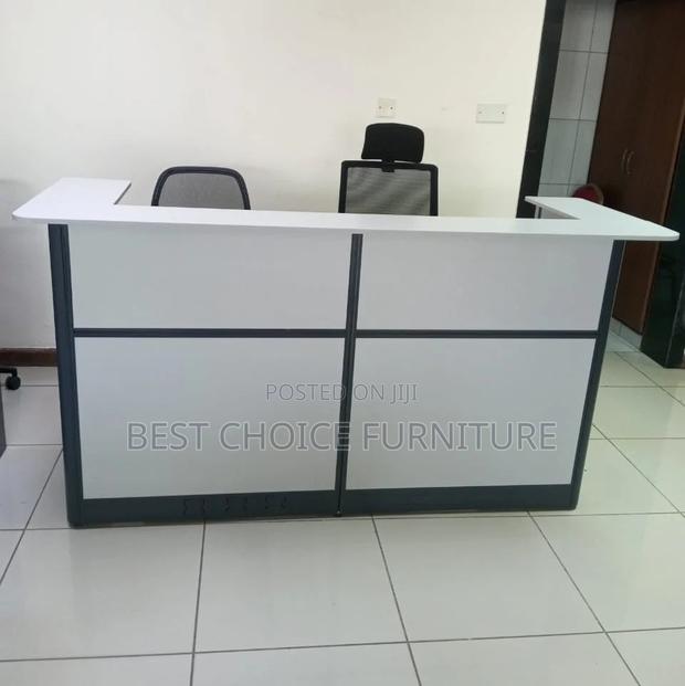 Office Reception Desk: White Long Reception Office Desk for Cooperate - thumbnail 2