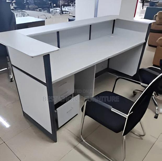 Office Reception Desk: White Long Reception Office Desk for Cooperate - thumbnail 4