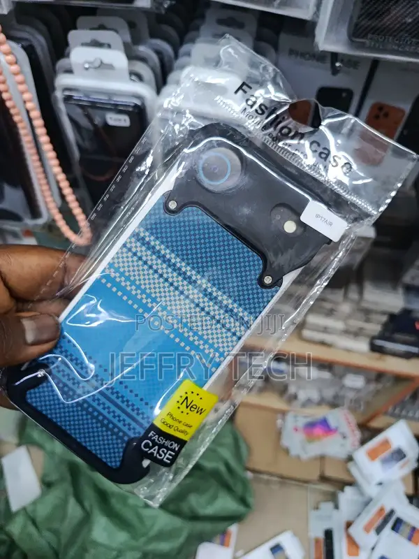 Fashion Phone Case Labeled for the P17air Model, a Blue and Camera