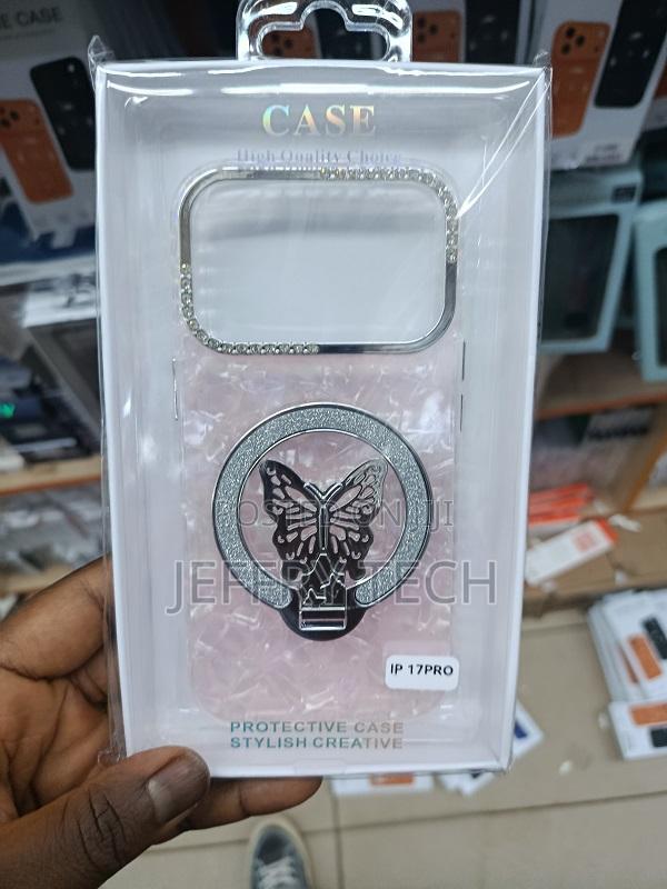 iPhone 17 Pro, a Decorative Ring Stand With a Butterfly Design. - main view