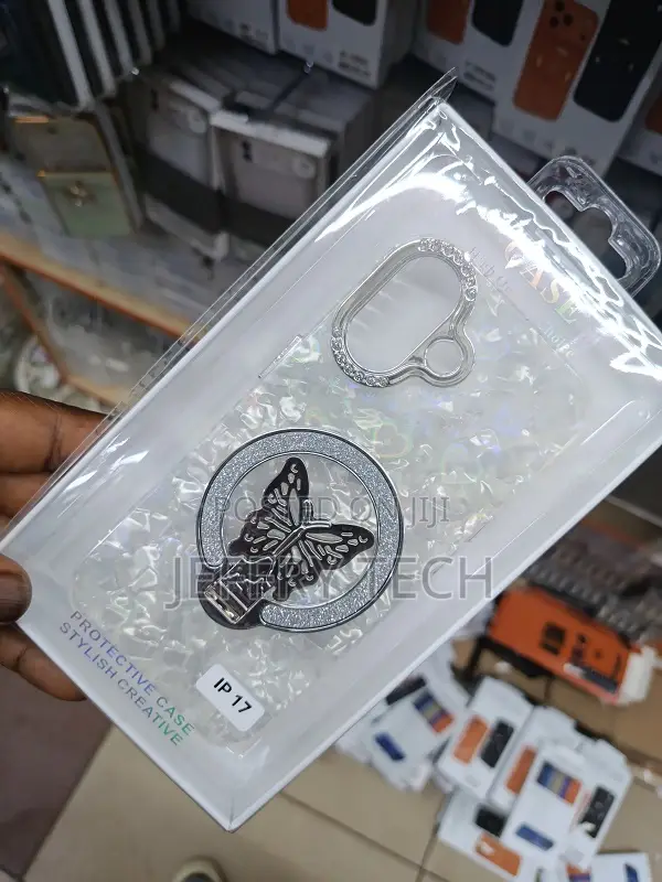 Glitter Back Phone Cover a 3d Butterfly Hidden Stand for the iPhone 17