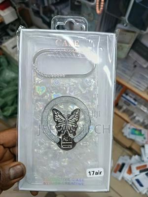 Phone Case for an iPhone 17 Air a Silver Butterfly Design and Glitter - thumbnail 2