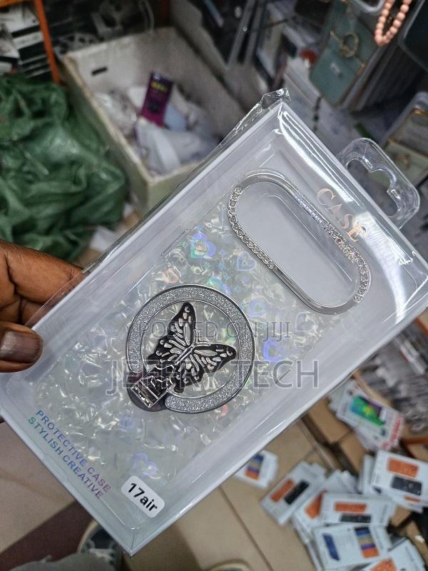 Phone Case for an iPhone 17 Air a Silver Butterfly Design and Glitter - thumbnail 3