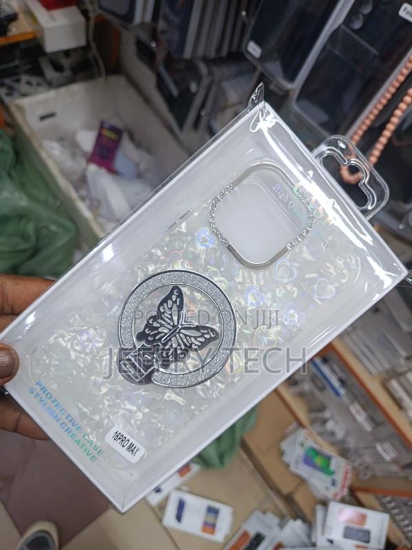 Glitter-Iphone Case for an iPhone 16 Pro Max, Butterfly Ring Stand. - thumbnail 2