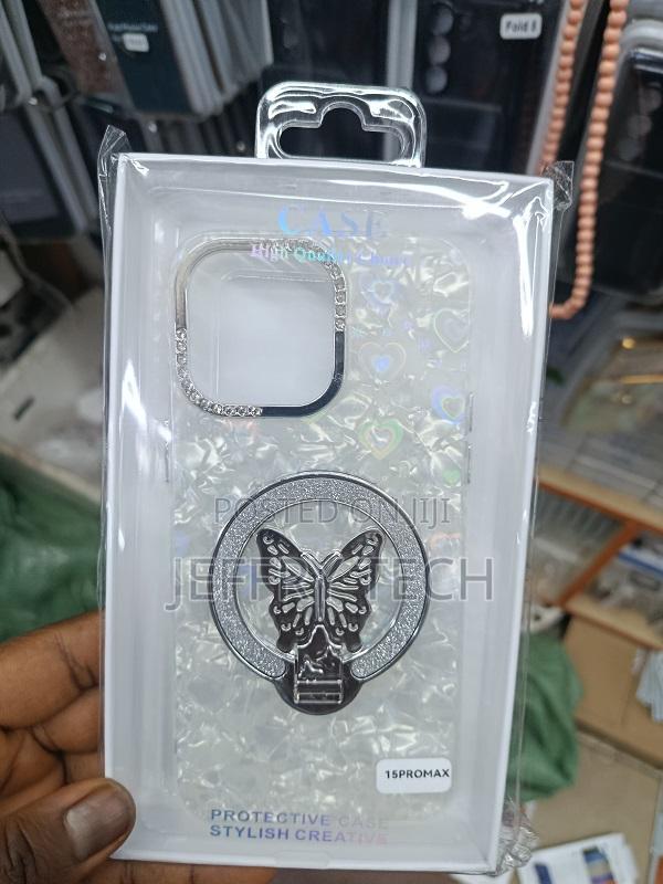 Butterfly- Bejeweled Kickstand Phone Case for the iPhone 15 Pro Max. - main view