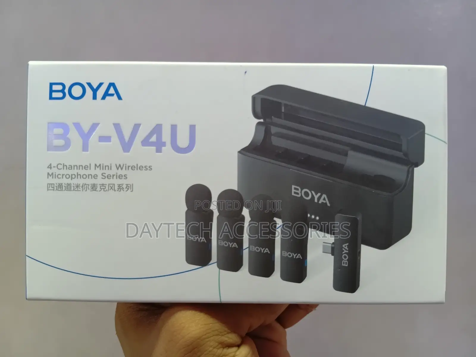 The Boya by-V4u 4-Channel Mini Wireless Microphone System.