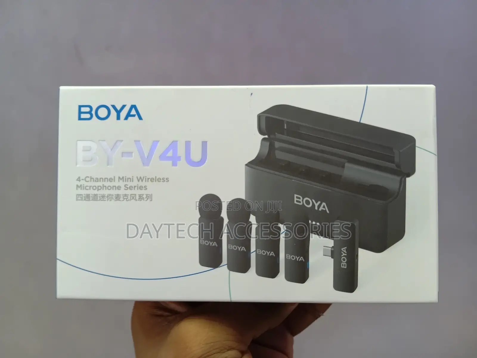 The Boya by-V4u 4-Channel Mini Wireless Microphone System.