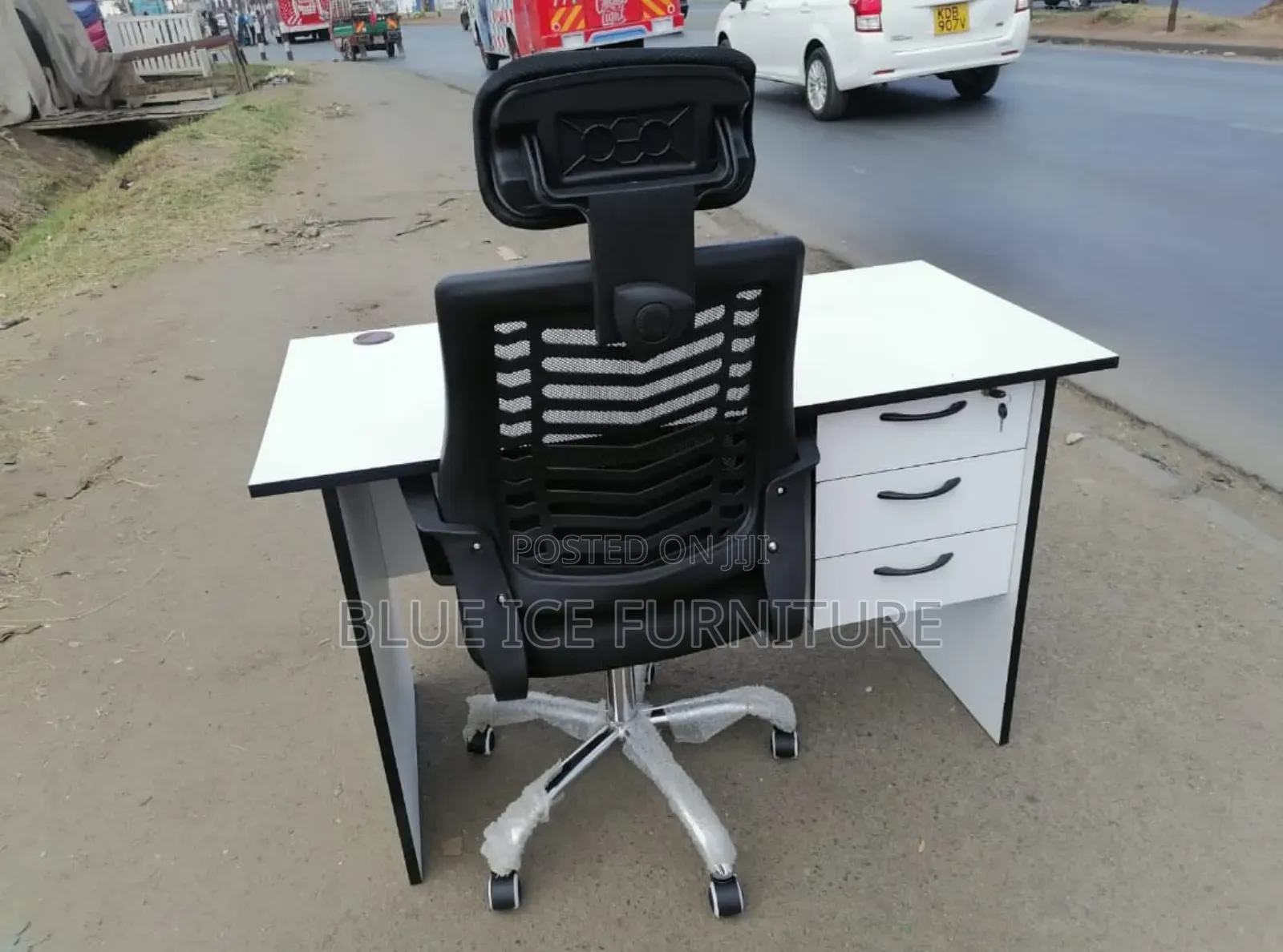Office Computer Desk With Computer Headrest Chair
